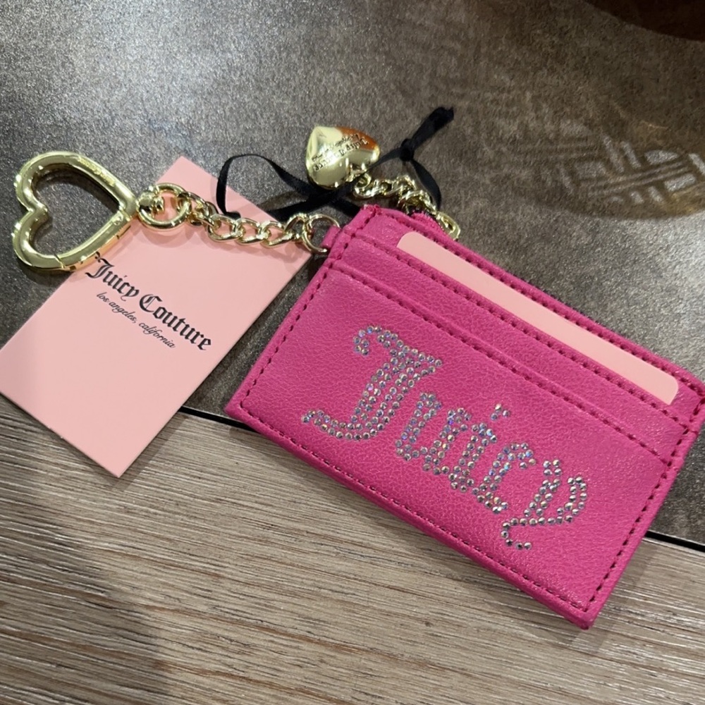 Hot pink Juicy Couture card holder rhinestone wallet